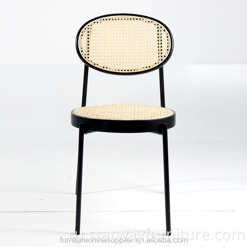 Современный новый дизайн Nordic деревянные рентанские столовые стулья с металлической рамкой для ресторанного тростника Крытый стул